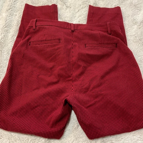GAP High Rise Skinny Ankle Black/Red Tiny Check Pants Size 8 - Picture 4 of 7
